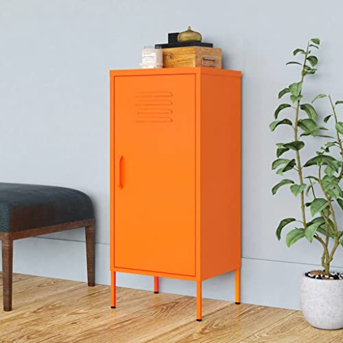 MOBCANT Lagerschrank Orange 42,5x35x101,5 cm Stahl, Werkstattschrank Mehrzweckschrank Metallschrank Stahlschrank Geeignet für Werkstatt Schlafzimmer Büro Hotel