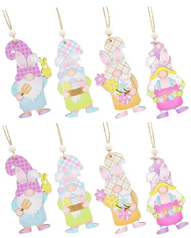 NPXUAMTJ Ostereier ohne Gesicht, stabiles Holzornament, Heimdekoration oder saisonale Verwendung, 8 Stück