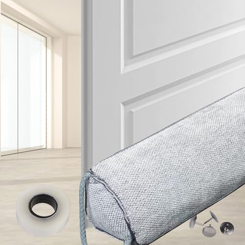 Zugluftstopper für Türen 92cm - Schwerer Türdichtungsschnur aus Stoff, Schalldämmender Zugluftstopper & Kältestopper für Haustüren, Fenster und Terrassentüren - Energiesparen, Wärmeschutz - Grau