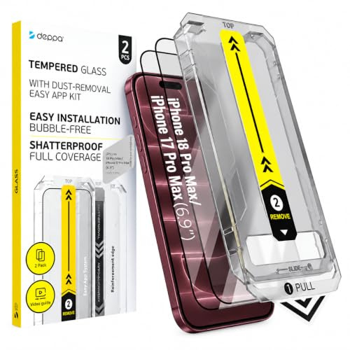 Deppa Pellicola Protettiva per iPhone 18 Pro Max/17 Pro Max, 2 Pezzi | Vetro Temperato 9H, HD Trasparente, Protezione Antigraffio, Copertura Totale, Kit di Installazione Facile incluso