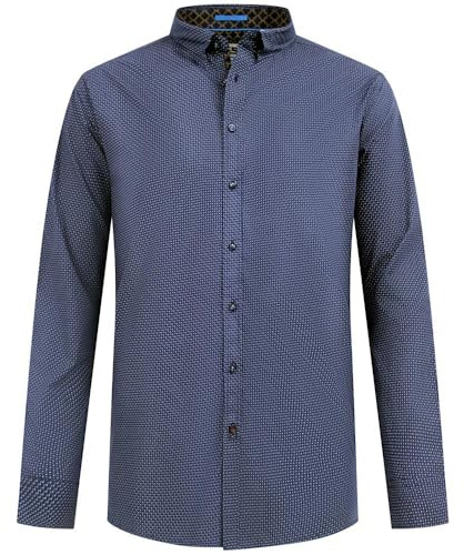 Duke Mens Middlesbrough Long Sleeve Micro Pattern Shirt - Blue
