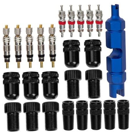 Abaodam Valve Core Removal Tool Bike Tire Valve Caps with Adapters Wrench Copper Aluminum for Tubeless Tires Road Trekking Folding Bikes