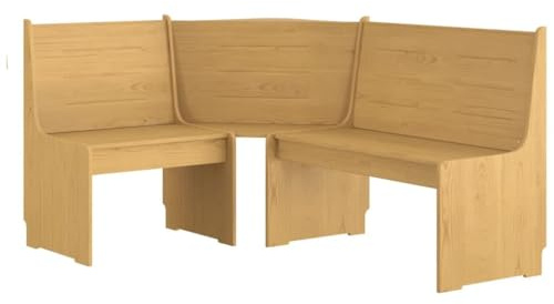 CIOURSTO Corner Bench, Solid Pinewood, Wooden Dining Bench Indoor with Back, For living room or dining room, Strong and Durable, 151 x 118.5 x 85 cm (Honey brown)