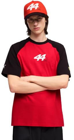 PUMA Scuderia Ferrari F1 Herren Lewis Hamilton Fahrer-T-Shirt - Rot | Kurzärmel mit Rundhalskragen, Teaminspiriertes Design und Branding, Offiziell lizenziert