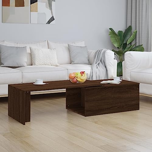 Mhdvray Couchtisch 150x50x35 cm Braun Eichen-Optik Holzwerkstoff mit 360° drehbarer Platte Moderner Beistelltisch für Wohnzimmer Flur und Schlafzimmer