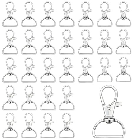 30 Karabinerhaken Schlüsselanhänger D-Ring 20mm 360° Drehbar Silber | Metallhaken taschen, makramee zubehör basteln, schmuckherstellung, schlüsselringe belastbar, drehsymmetrisch