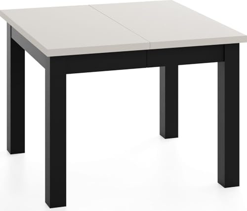 WFL GROUP Quadratischer Esstisch Ausziehbar 80 bis 280 cm – Verlängerbar, für 4-14 Personen mit Schwarzen Holzbeinen – Tisch für Wohnzimmer & Esszimmer in Kaschmir