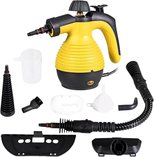 Pulitore a Vapore Portatile Alta Pressione, 1050W, Riscaldamento Rapido 3-5 Min, Kit 6 Accessori, Pulizia Profonda per Casa, Cucina, Bagno, Auto