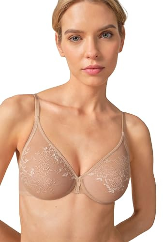 Gossard Women's Glossies Lace Sheer Bra Molded, Nude, 30F