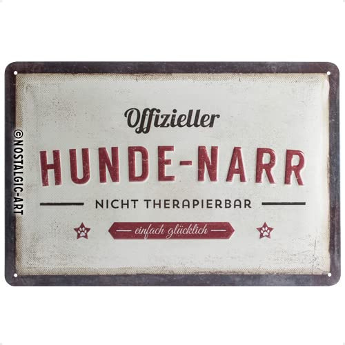 Nostalgic-Art 22272 Retro Blechschild PfotenSchild – Hunde-Narr –Geschenk-IdeefürHundebesitzer,ausMetall,Vintage-DesignzurDekoration,20x30cm
