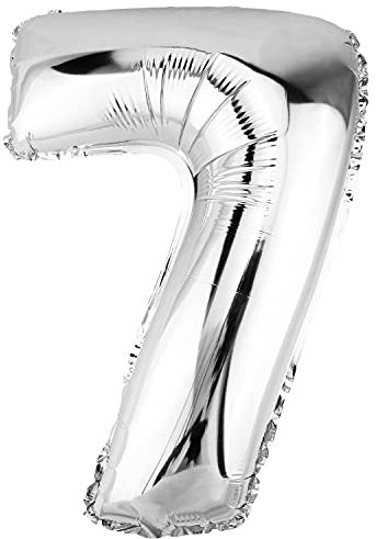 DekoRex Folienballon Silber 40cm Geburtstag Jubiläum Hochzeit Deko (Zahl 7)