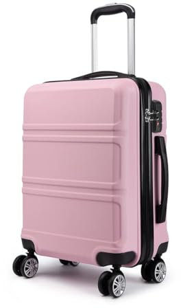 KONO Trolley Koffer Mittelgroß Leicht Hartschalenkoffer Reisekoffer mit 4 Rollen und TSA Schloss, 65x41x26cm, 61Liter, Zwillingsrollen Rollkoffer, ABS Hartschale (Pink, L)