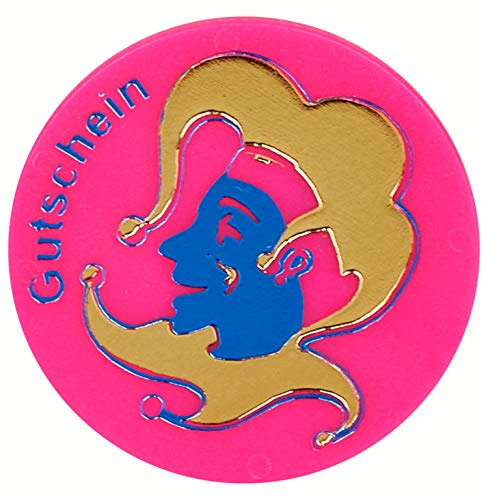100 Stück Fasching Chips/Karneval Chips Faschingschips hier Narr NEON PINK in verschiedenen Motiven und Farben erhätlich für Fastnacht, Fasnacht, Chips für die fünfte Jahreszeit