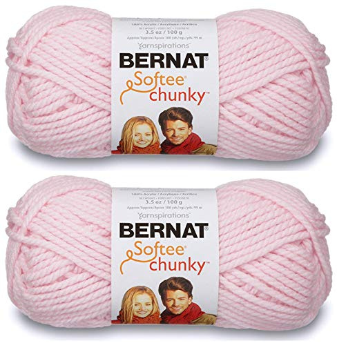 Bernat Softee Chunky Yarn - Baby Pink, 100% Acrylic, 3.5oz/100g, 108yd/99m