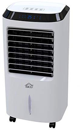DCG VERI40 - Climatizzatore portatile con telecomando e pannello touch. Tanica da 10l. 3 velocità. Timer da 8 ore. 65W. Dimensioni 43 x 37 x 69 cm, Bianco