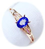 Daesar 18K Rose Gold Engagement Ring for Her Blue Sapphire Oval Hollow V Shape Diamond Ring Ladies Wedding Bands Rose Gold Ring Size 6.5