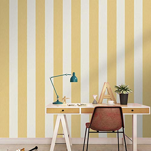 Papier Peint Autocollant en Vinyle à Rayures Jaunes et Blanches - pour étagère, Commode, tiroir, Armoire, Meubles, Mur Autocollant Amovible (45 x 300 cm)