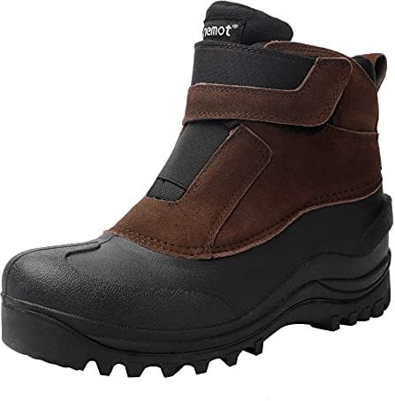 riemot Women's Men's Snow Boots, Waterproof Winter Boots for Dog Walking Hiking Trekking Fishing Riding Hunting, Mucker Yard Boots Gardening Shoes Warm Anti-Slip Ankle Boots, Mens Brown EU 44