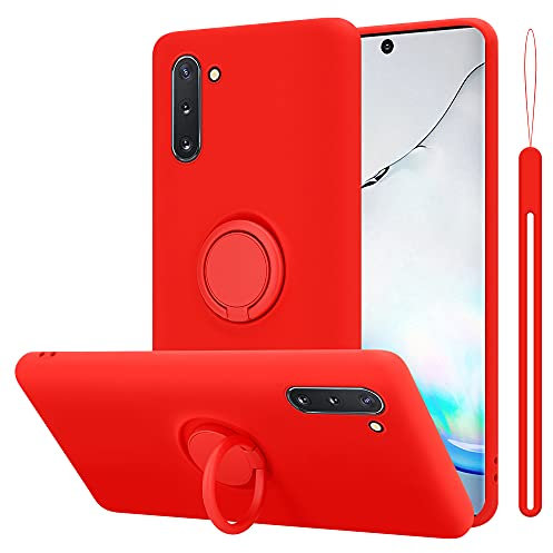 cadorabo Coque Compatible avec Samsung Galaxy Note 10 en Liquid Red - Etui pour Téléphone Portable en Silicone TPU Souple avec Anneau - Coque en Silicone Ultra Slim Soft Back Cover Case Bumper