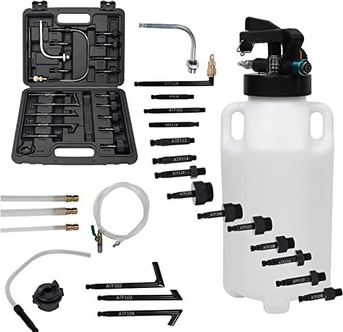 MOTOCOCHE 8L Getriebeöl Einfüllgerät mit 20 ATF Adaptern Pneumatisches ölpumpe füllwerkzeug Kompatibel mit BMW, VW, Mercedes und mehr
