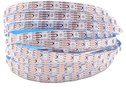TOPXCDZ DC12V WS2815 (WS2812B/WS2813) RGB LED Pixels Strip Light Dual-Signal 1m/5m Individuell adressierbare LED 30/60/144 Pixels/LEDs/m (Weiße PCB IP20, 5m 60led/M)