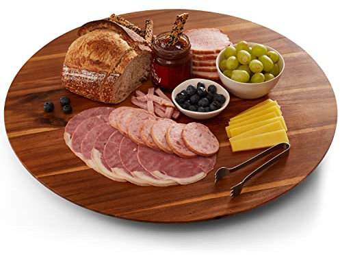 TIDITA 21 Acacia Lazy Susan Turntable for Table - Wooden Charcuterie Boards Cheese Board - Extra Large Lazy Susan Organizer - Kitchen Turntable for Cabinet, Pantry, Countertop (Acacia Wood)