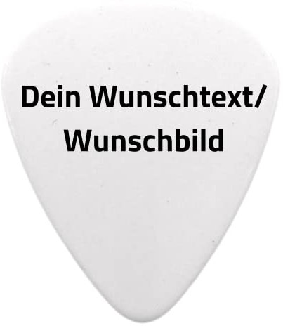 Plektrum mit Wunschtext oder Wunschbild - Personalisiertes Plektrum mit Druck - Individuell und schnell gestalten mit Wunsch-Druck - mit eigenem Bild oder Text personalisieren (Extra Heavy, Weiß)