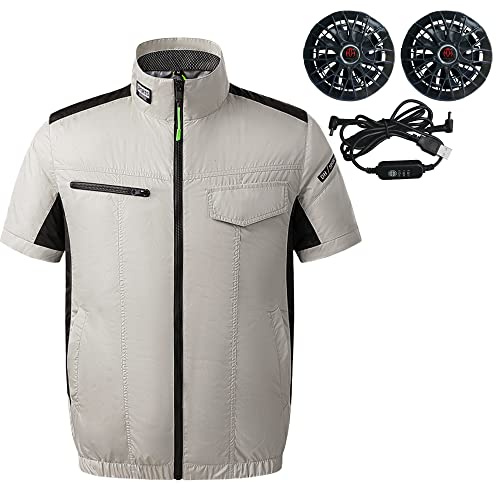 Jueshanzj Fan Jacket Cooling Vest, Air Conditioned Coat for Men Women W/ 2 Fans 5V USB Cooling Work Clothes