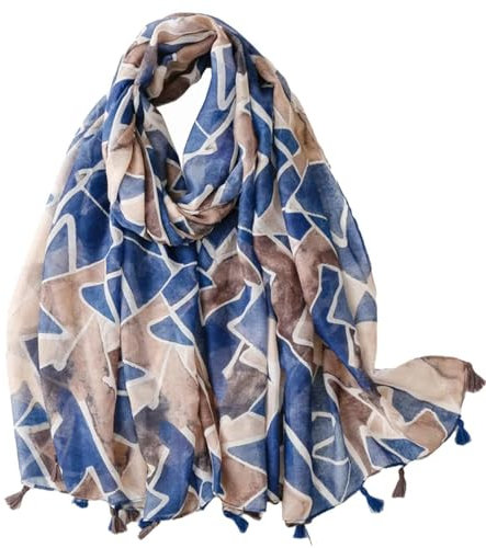 FAIRYGATE Schals & Tücher für Damen Schal Damen Blau Damen Schal Ganzjährig Mode Blume Drucken Super Weich Beach Tücher Halstuch Frauen 58019