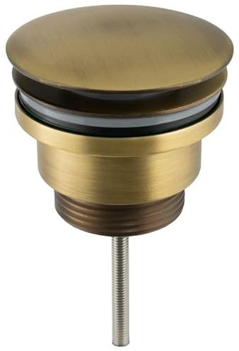 VALAZ Tapón Universal Apta para Lavabo y bidé con y sin rebosadero en Dorado Envejecido Oro Viejo válvula para desagüe Click Clack, Pop-Up