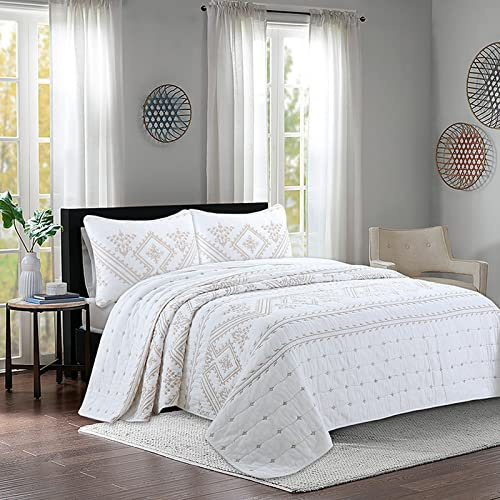 TUCVZVO Tagesdecke Mit Kissen Set,Tagesdecke 240X260 Weiß,Weiche Bett Quilt,Bettüberwurf Baumwolle Bettüberwurf Baumwolle Weich & Komfort Gesteppte Decke Für Alle Jahreszeiten,240x260cm