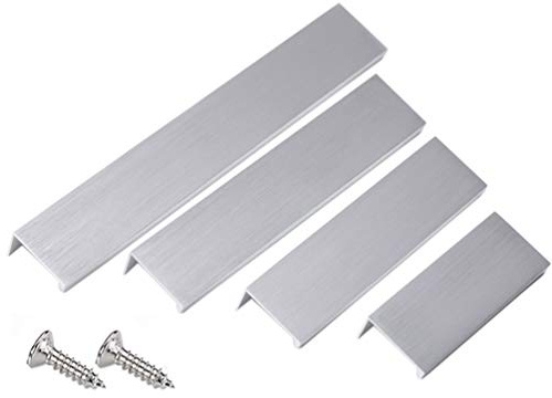 HY HUIJUN Lot de 6 poignées de placard cachées - En aluminium argenté brossé - Poignées de cuisine invisibles - Poignée de porte de tiroir - Pour armoire, chambre à coucher