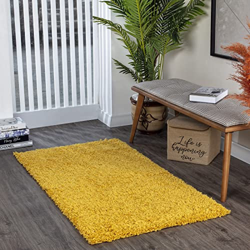 Livabliss Home Shaggy Rug - Modern Runner Rugs Living Room, Hallway 80x150 cm, Soft Shaggy Rugs for Bedroom - Neutral Boho Fluffy Rug, Easy Care Plush Thick Pile - Yellow