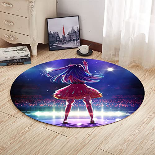 Xinchangda Oshi No Ko Runde Teppiche Anime 3D-Druck Teppich rutschfeste Teppiche für Kinderzimmer Wohnzimmer Matten