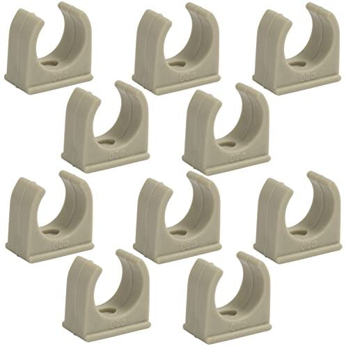 AERZETIX - C66827 - Set di 10 morsetti/clip di fissaggio semplice Ø20mm - PPR/polipropilene/ - supporto a parete/pavimento per tubo acqua Ø20mm - impianto idraulico riscaldamento sanitario montaggio