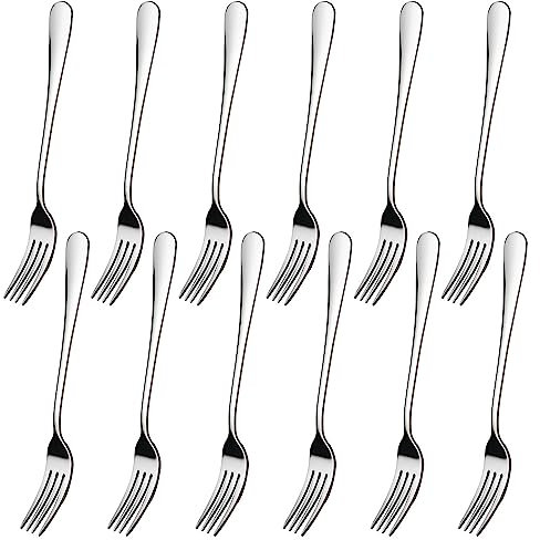 Fourchettes, Lot Fourchette, 12 Pièces 18cm Fourchettes, Fourchettes de Table, Réutilisable Fourchettes à Dessert, Fourchette Inox Convient pour Dessert Fruits Salade Pâtes Bœuf