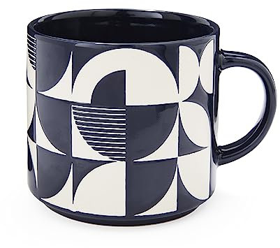 Cooksmart Stapelbare Kaffeetasse in Großbritannien | Keramik-Kaffeetassen für Zuhause oder die Arbeit | große Tassen für heiße Getränke | Tee- und Kaffeetassen – Bauhaus Geo