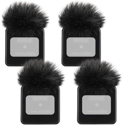 PhantAccy 4PCS Windscreen/Pop Filter for Rode Wireless Go II (2nd Gen) Microphones - Furry Mic Cover for Wind & Ambient Noise Reduction (Rode Wireless Go II, Black)