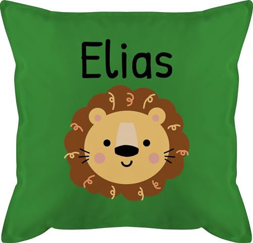 Kissen 50x50 - Löwen - Süßer Löwe - Kindergarten Kita - 50 x 50 cm - Grün - süßes personalisierte löwenmotiv Lowe sofakissen kinderkissen Name Tier Kindergartenkind kuschelkisse für
