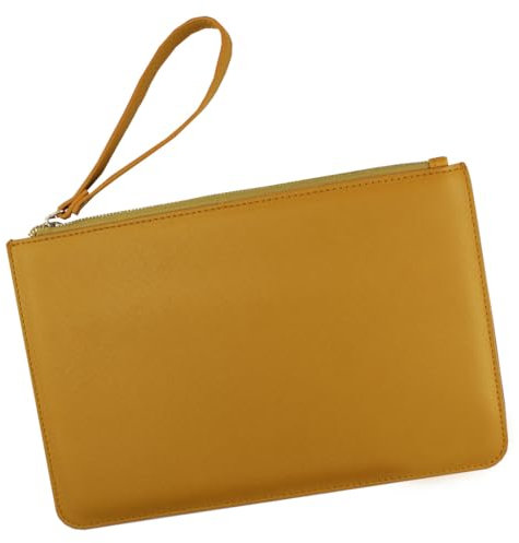 eBuyGB Clutch Bag Purse Women Wallet Evening Bag Pocket Cell Phone Bridal Wedding for Women with Wrist Strap (Mustard)