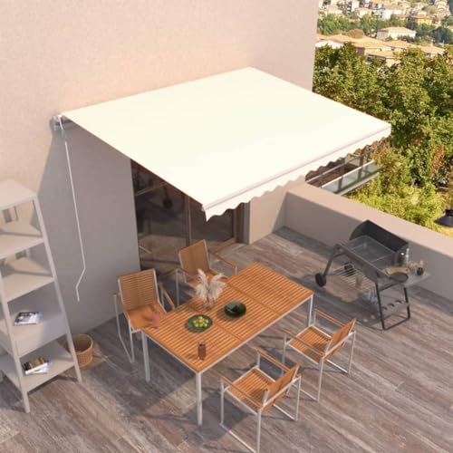 Gaseeto Tenda da Sole per Esterno Avvolgibile Tenda da Sole Retrattile Tenda da Sole a Bracci Estensibili Automatica 450x300 cm Crema