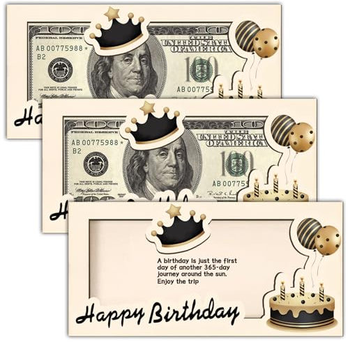 CANIPHA 3 Pcs Birthday Money Rangement Billet de Banque pour Cadeau Espèces, Porte Monnaie en Bois avec Carte Vœux d'anniversaire, Cadeau d'anniversaire, Pochette Billet de Banque