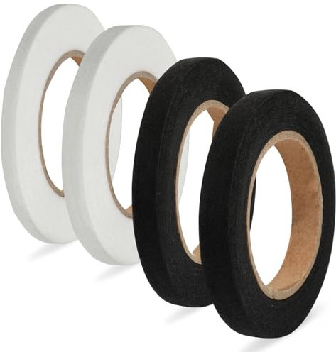 NQEUEPN 4 Rotoli 242m Nastro Termoadesivo per Orlo Nastro per Orlo Senza Cuciture Nastro per Fusione di Tessuto Nastro Adesivo per Orlo per Orlare Pantaloni Rotti Jeans Gonne Vestiti (Nero, Bianco)