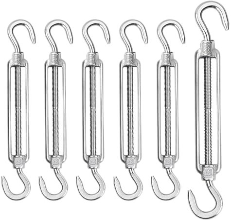 Forhandy Lot de 6 tendeurs de câble M4 en acier inoxydable 304 - Crochets réglables - Crochets de serrage robustes
