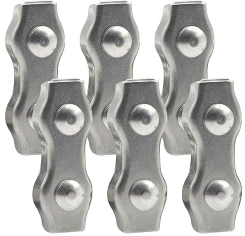 GNHG M4 Abrazadera de Cable Dúplex Clips - 6 Piezas M4 Clip de cable de acero inoxidable 304 Con tuercas y arandelas - para Fijación Cuerda de Alambre de 3-4 mm