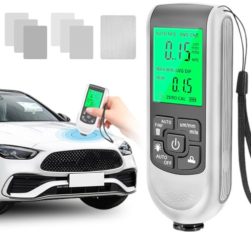 WIYETY Digitales Schichtdickenmessgerät: Tragbares Farbdickenmessgerät, Schichtdickenmessgerät mit Hintergrundbeleuchtung, Auto Lackmessgerät Automatische Abschaltfunktion von 0 Bis 2000 UM