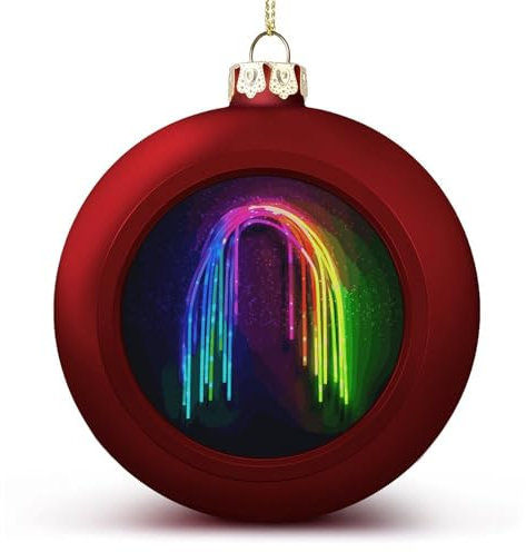 Regenbogen-Neon-Weihnachtskugel, 6,1 cm, bruchsicher, hängende Weihnachtskugeln für Weihnachtsbaumdekoration, rote Weihnachtsbaumkugeln für Urlaub, Hochzeit, Party, 1 Stück