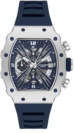 Lee Cooper Men's PE933 Movement Watch, Multi Function Display and Silicone Strap - LC08062.399, Blue, Blue, strap