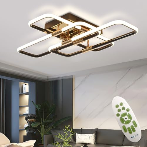 AHRHSM LED-Deckenlampe Deckenleuchte-Dimmbar Schwarz Modern-Wohnzimmerlampe mit Fernbedienung Rechteckige - 54W, für Schlafzimmer Wohnzimmer Arbeitszimmer