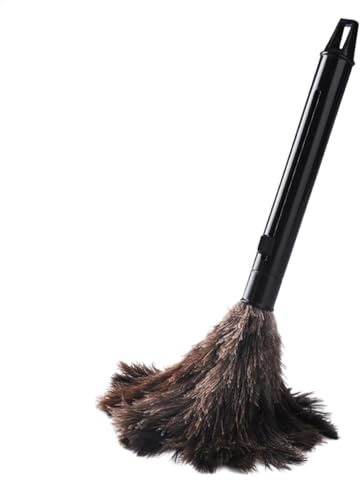 Spolverino con piume di struzzo – Morbido piumino, bacchetta leggera per spolverare | Spolverino portatile con piume ecologiche, spazzola per la pulizia delle piume, spazzola retrattile per la casa